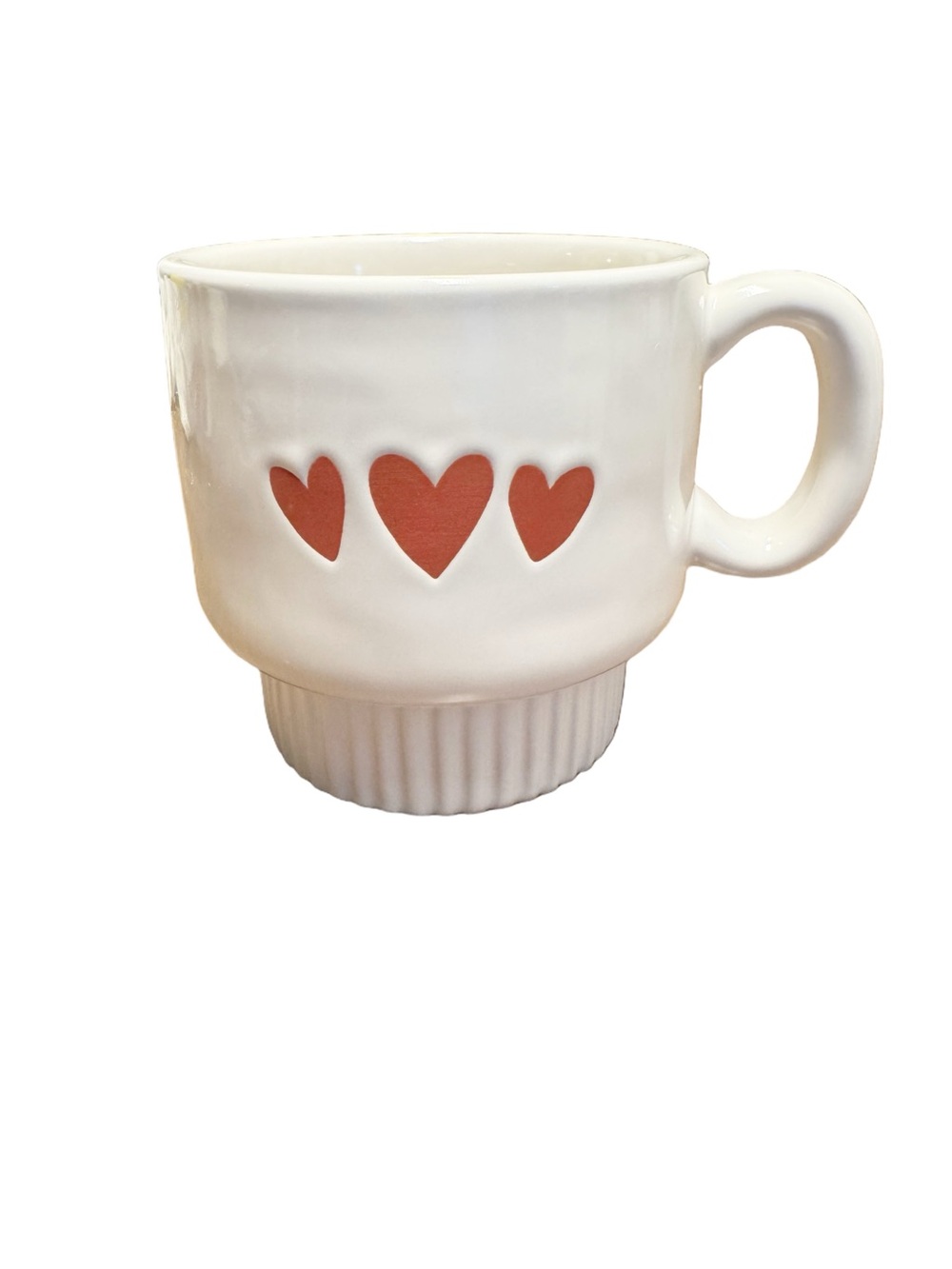 Rae Dunn Cream w red hearts scalloped Edge Ceramic Mug - Artisan Collection